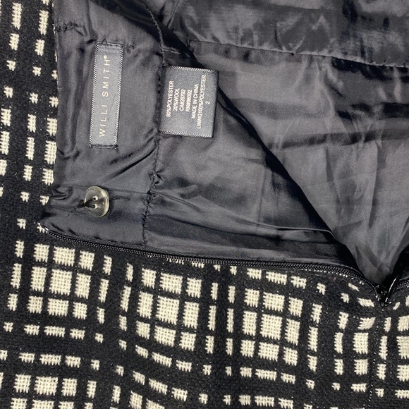 Willi Smith Wool Blend Black & White Plaid Pencil Skirt Size 2 - Picture 11 of 12